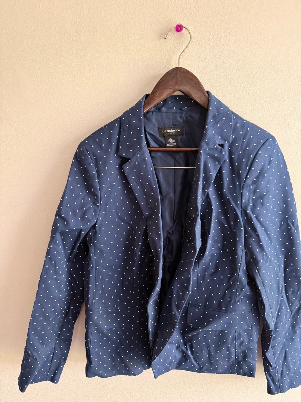 Liz Claiborne Navy Polka Dot Blazer